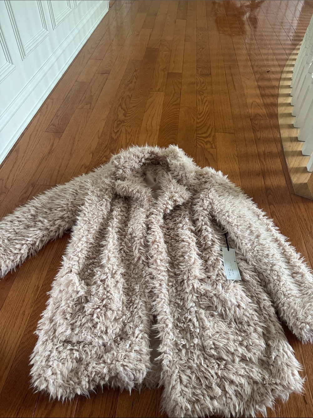 Sage Plush Teddy Coat in Light Taupe